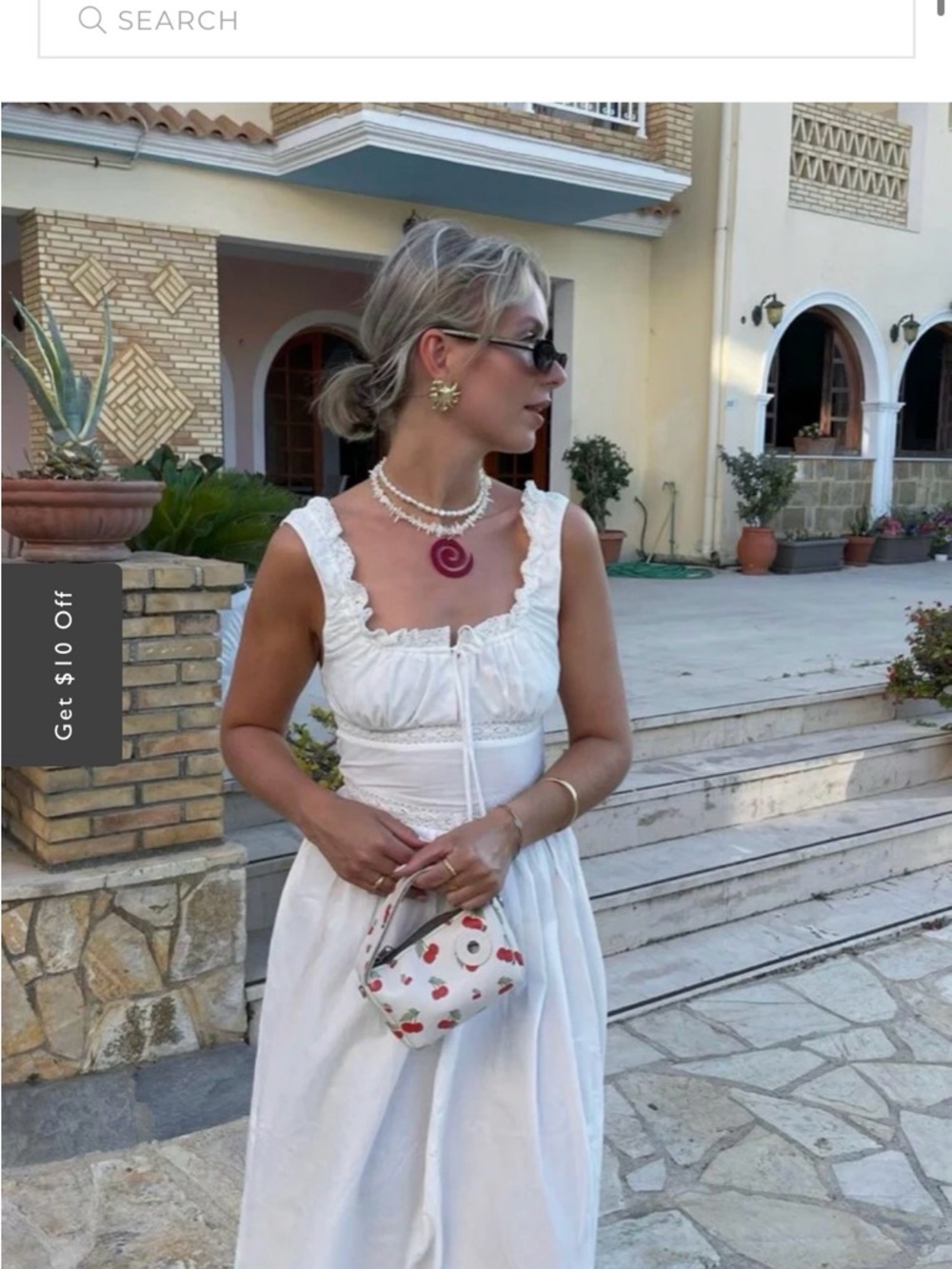 VRG GRL French Silhouette Midi Dress White